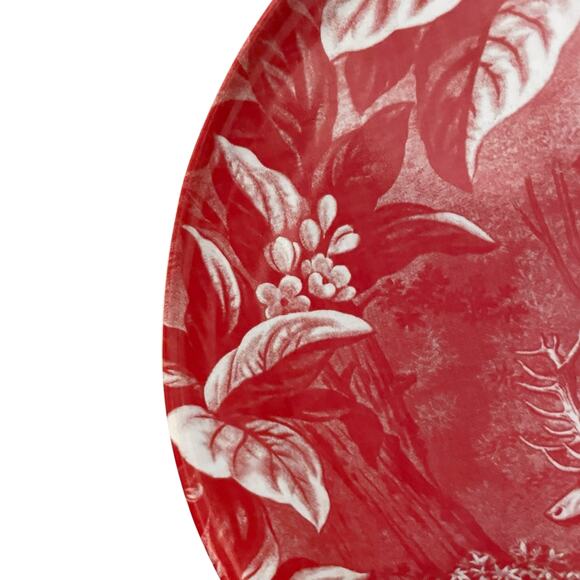 Neiman Marcus NOBLE FUR 10in Porcelain Dinner Plates In Gift Box Red White Set 2 - Picture 6 of 14